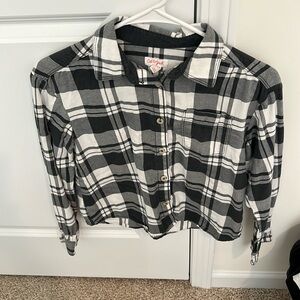 Girls size 10/12 plaid flannel button up
